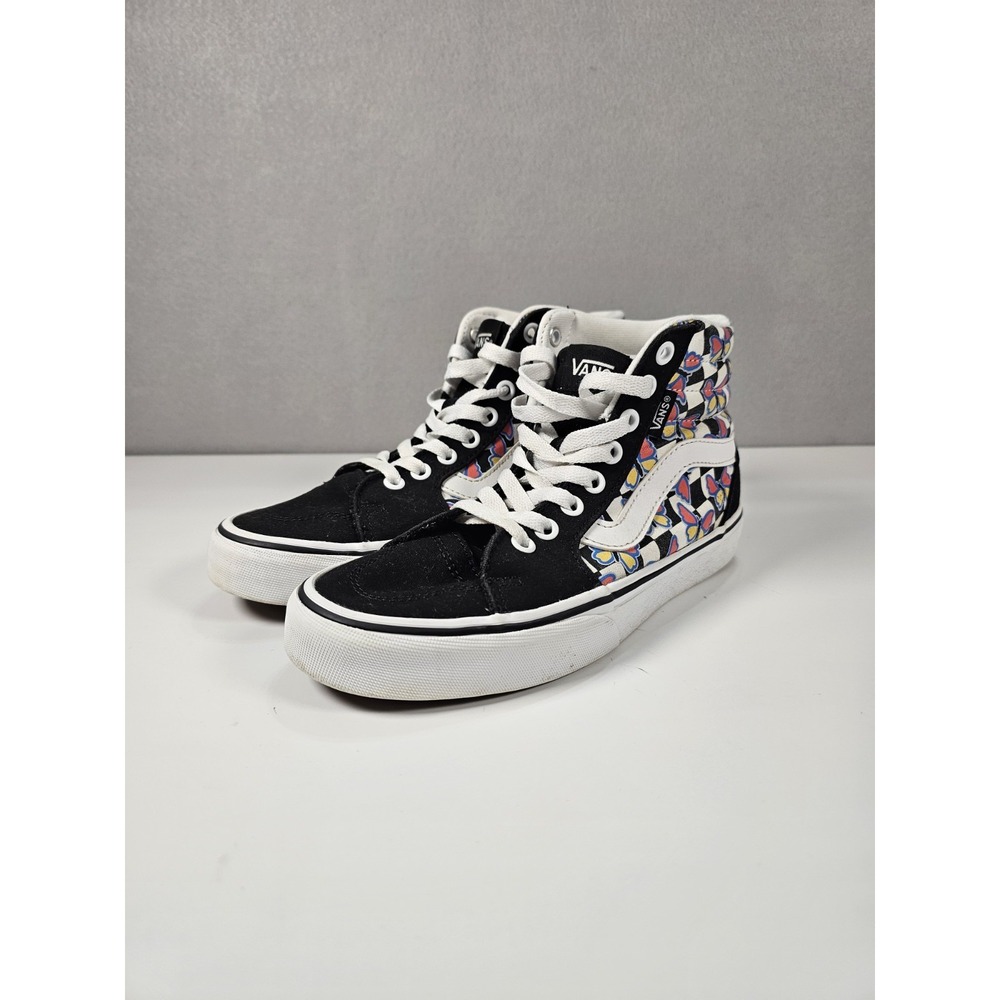 Vans‎ Sk8-Hi Butterfly Checkerboard High Top Sneakers Women's Size 6 Black White